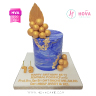 Koleksi kue : Birthday Cake Elegant Blue & Gold