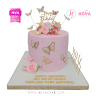 Koleksi kue : Birthday Cake Elegant Pink with Butterfly