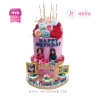 Koleksi kue : Birthday Cake Pink With Flowers Topped