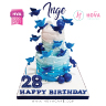 Koleksi kue : Birthday Cake Blue Gradient with Birds